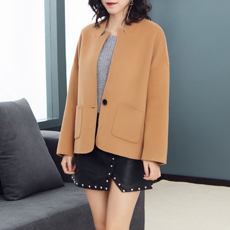 双面呢零羊绒大衣女短款2018新款秋冬季高端女装小个子羊毛呢外套商品大图