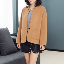 双面呢零羊绒大衣女短款2018新款秋冬季高端女装小个子羊毛呢外套图片