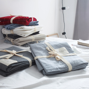 日式良品水洗棉床单单件1.5米