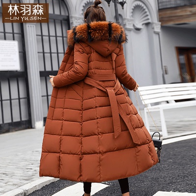 加厚长棉袄女过膝超长棉衣韩版修身冬季反季棉服长过膝2018新款冬