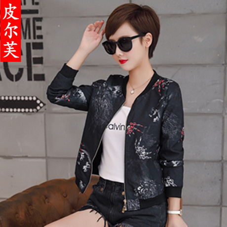2018春秋新款棒球服印花短款小外套时尚bf原宿夹克衫上衣女装潮商品大图