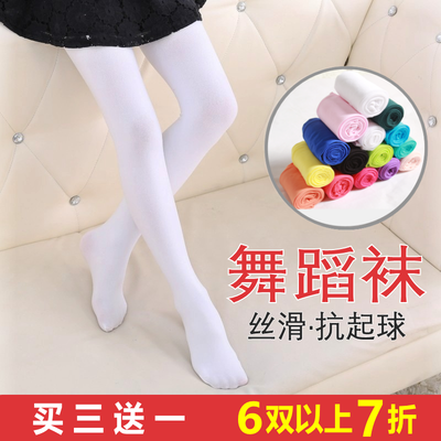 秋冬款加厚加绒儿童连裤袜大童白色舞蹈袜女童