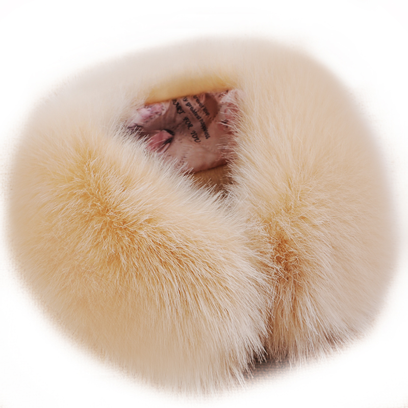 秋冬皮草狐狸毛假领子女士羽绒服大衣黑白色大