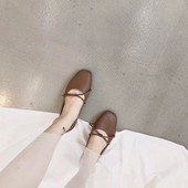 工作鞋 蝴蝶结浅口方头平底鞋 懒人鞋 一脚蹬日系百搭甜美单鞋 韩版