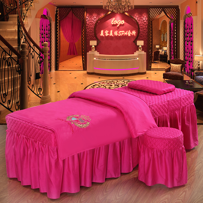 韩式全棉美容床罩四件套简约纯棉美容院专用床