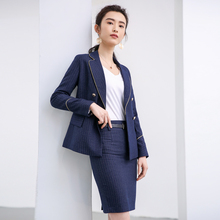 职业装女装套装2018新款时尚气质条纹西装套装面试正装西服工作服图片