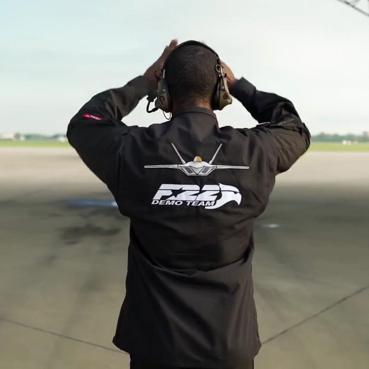 F22 demo team地勤工作服复刻工装美军夹克黑色男式翻领全棉外套