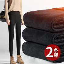 南极人加绒加厚打底裤女裤春秋冬季2018新款黑色小脚薄款高腰外穿