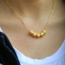 24k黄金项链 女款 999足金 黄金首饰 女士本命年转运珠吊坠送戒指