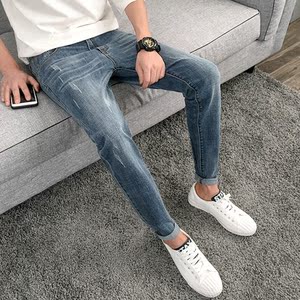 韩版潮流修身九分小脚裤子