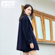 对白简约廓形直筒毛呢外套女 2018秋冬新款 休闲长袖呢子大衣图片