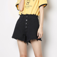 唐狮牛仔短裤女夏2018新款高腰白色牛仔短裤女宽松毛边10.15图片