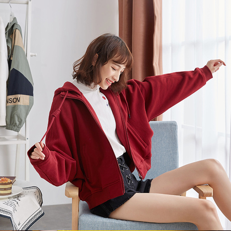 唐狮2018春秋季女外套新款连帽针织开衫卫衣短款学院风宽松10.30商品大图