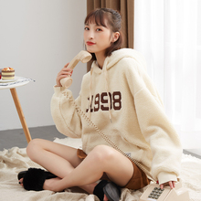 唐狮2018新款卫衣女韩版潮学生宽松ulzzang上衣女连帽羊羔绒9.16图片