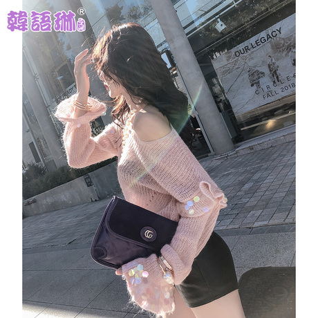 韩语琳秋装针织衫2018新款女装韩版时尚圆领宽松毛衣长袖打底上衣商品大图