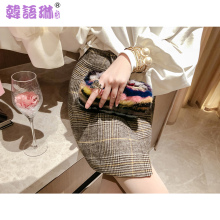 韩语琳秋冬裙子2018新款女装韩版高腰半身裙A字裙修身不规则短裙图片