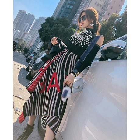 韩语琳秋装裙子2018新款女装韩版高腰显瘦不规则毛呢半身裙中长裙商品大图