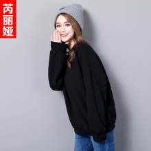 芮丽娅加绒加厚卫衣女2018秋冬新款圆领套头韩版宽松保暖潮女外套图片