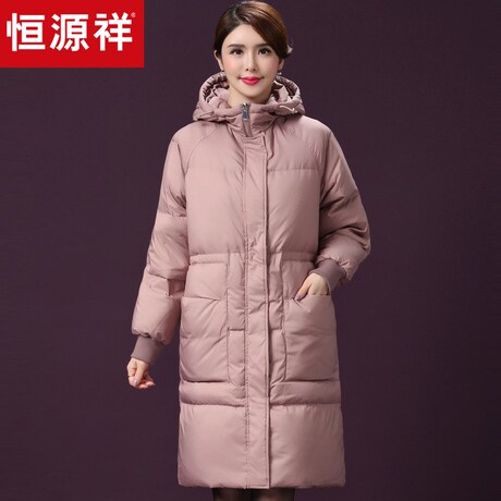 恒源祥2018冬季羽绒服女连帽保暖白鸭绒宽松拉链暗扣口袋韩范外套商品大图