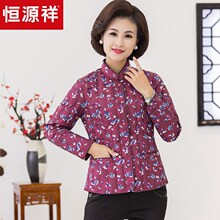 恒源祥2018冬季轻薄羽绒内胆女短款保暖羽绒服妈妈装印花修身外套图片