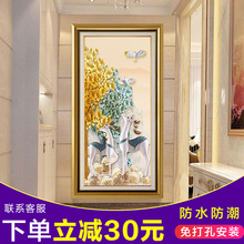 玄关装饰画欧式竖版过道走廊挂画入户墙面装饰壁画现代简约挂画鹿