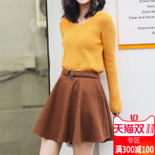 ITISF4/艾夫斯ins超火毛呢半身裙女高腰秋冬季2018新款短款A字裙图片