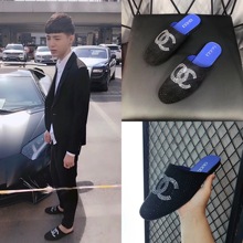 夏季快手网红高迪同款半拖潮鞋豆豆鞋男士烫钻凉拖精神小伙懒人鞋