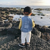 宝宝秋装 男童洗水做旧破洞牛仔马甲柏俅盍剿甓童马夹 辰辰妈婴童装