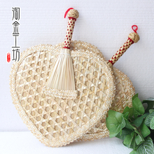 天然手摇扇子 传统夏季老人驱蚊蒲扇蒲草仿古扇 纯手工编织麦秆扇