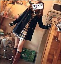 新款 复古学院风双排扣学生服风衣外套 女装 秋装 2014秋季韩国时尚