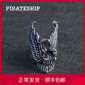 海盗船银饰戒指 PIRATESHIP 潮酷戒指 个性 海盗船老鹰戒指