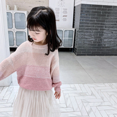 儿童装 蝙蝠衫 宝宝韩版 新款 圆领套头针织衫 女童毛衣2019春秋装 上衣