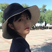 帽子女夏天韩版百搭双面渔夫帽遮脸日系文艺大檐防晒遮阳帽盆帽夏