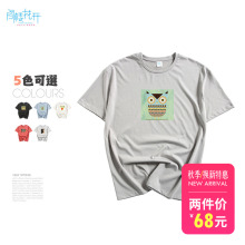 阁楼花开百搭印花chic上衣短袖T恤女夏2018新款宽松韩版ulzzang图片