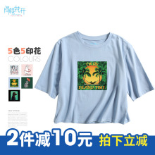 阁楼花开新款韩版修身短袖t恤女原宿BF百搭学生半袖上衣服体恤潮图片