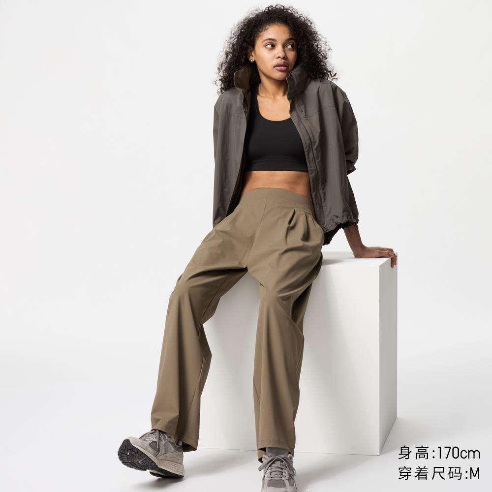 【狂欢价】优衣库女装高弹力宽腿裤/防紫外线防晒裤裤子25春夏新款474481