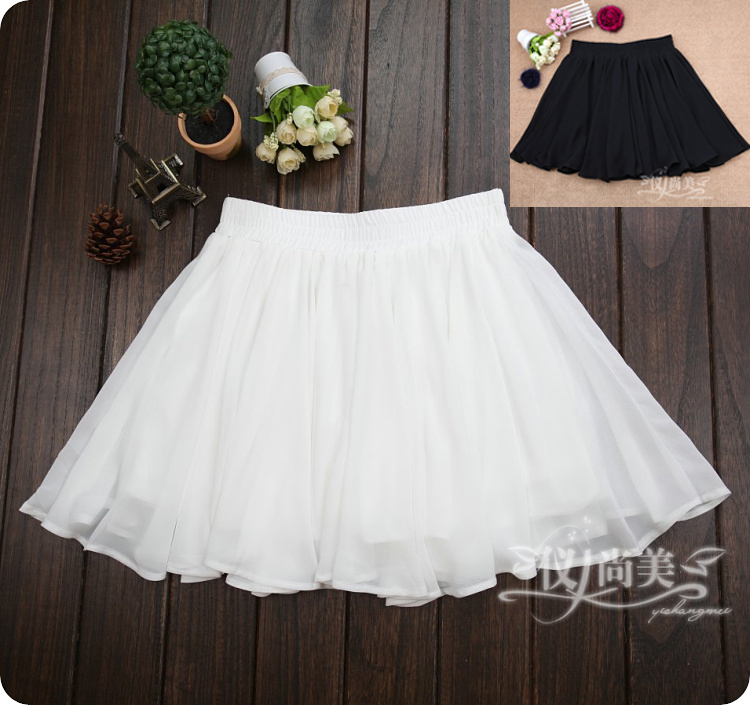 女装雪纺短裙舞蹈裙春夏蓬蓬裙高腰防走光半裙