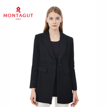 Montagut/梦特娇毛呢外套 羊毛中长款女装秋冬外套 翻领优雅风格图片