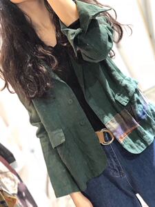 星星女王原创棉麻女装正品日式甜美拼接条纹麻料小外套文艺西装