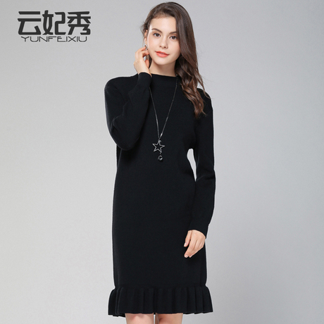加肥加大连衣裙秋女胖mm2018新款韩版大码女装胖妹妹中长款毛衣女商品大图