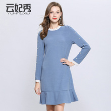 大码打底连衣裙女胖mm秋冬季2018新款大码女装韩版洋气减龄鱼尾裙图片