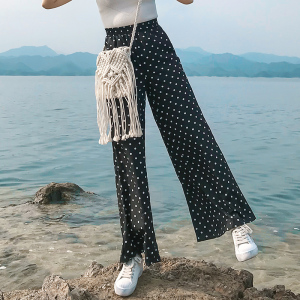 雪纺波点薄款阔腿裤
