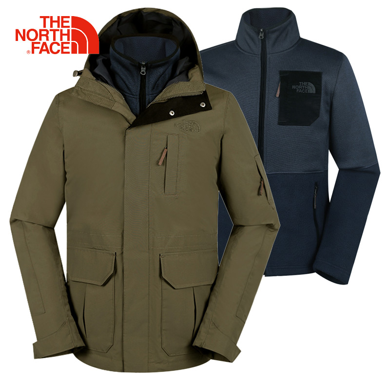 The NorthFace North Mountaineering Suit Men's Autumn and Winter Outdoor Thickened Windproof Detachable Three in One Charge Coat