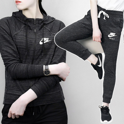 NIKE耐克套装女 2018春秋季新款运动服跑步运动衣休闲装外套长裤