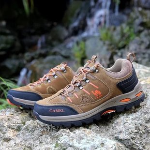 骆驼男鞋2018秋季旅游情侣鞋子男士牛皮跑步