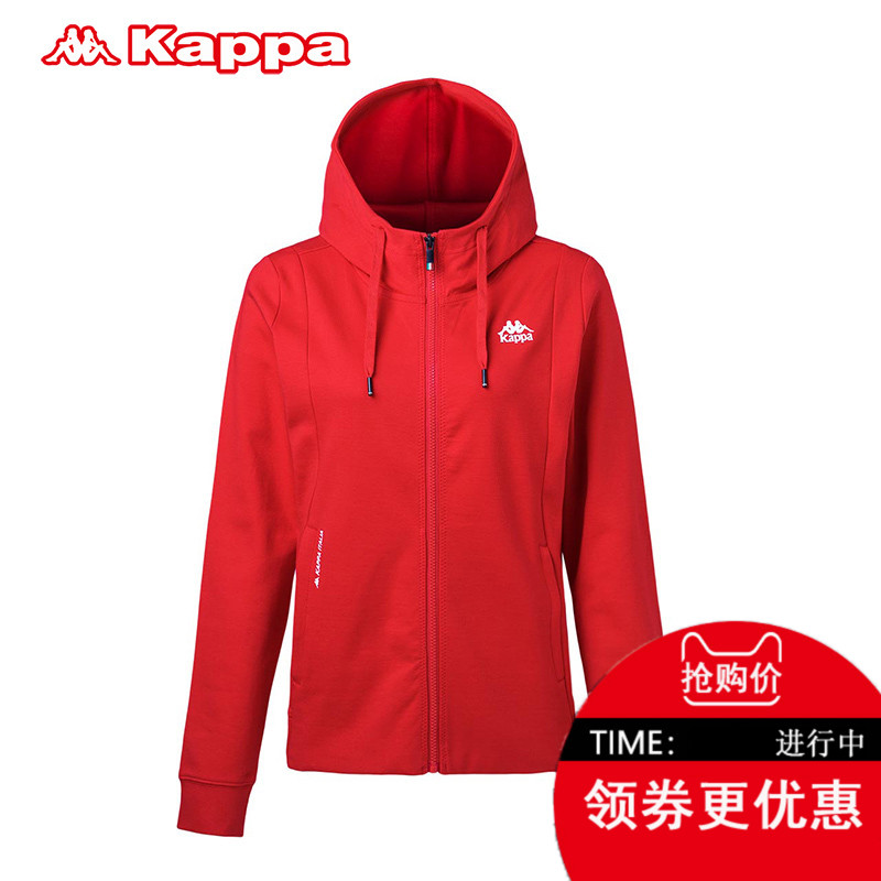 KAPPA卡帕女装外套休闲卫衣连帽开衫上衣2018新品运动服K0862MK07