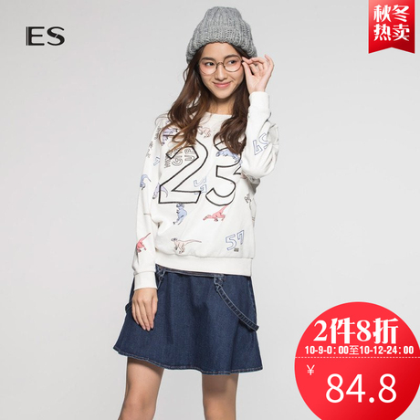 ETAM艾格ES女款经典圆领印花修身针织衫时尚套头百搭休闲T恤S922商品大图