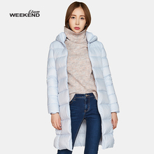 艾格Weekend冬季简约通勤保暖连帽中长款羽绒服女M137图片