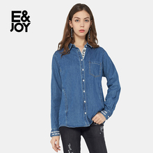 Etam/艾格艾格E＆joy时尚字母印花长袖牛仔衬衫女M161图片