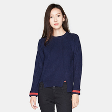 艾格Etam Weekend冬装时尚条纹圆领针织衫女M050图片